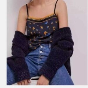 Anthropologie bl-nk areena tank Navy Size Medium Embroidered Vacation